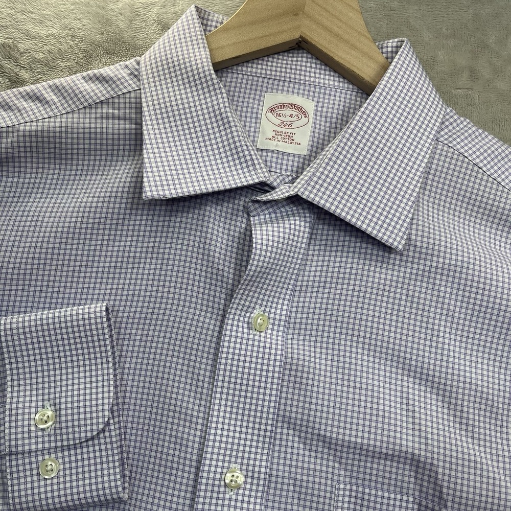 Brooks Brothers 346 Men's 16.5 4/5 Cotton Purple Long Sleeve Button Front Shirt